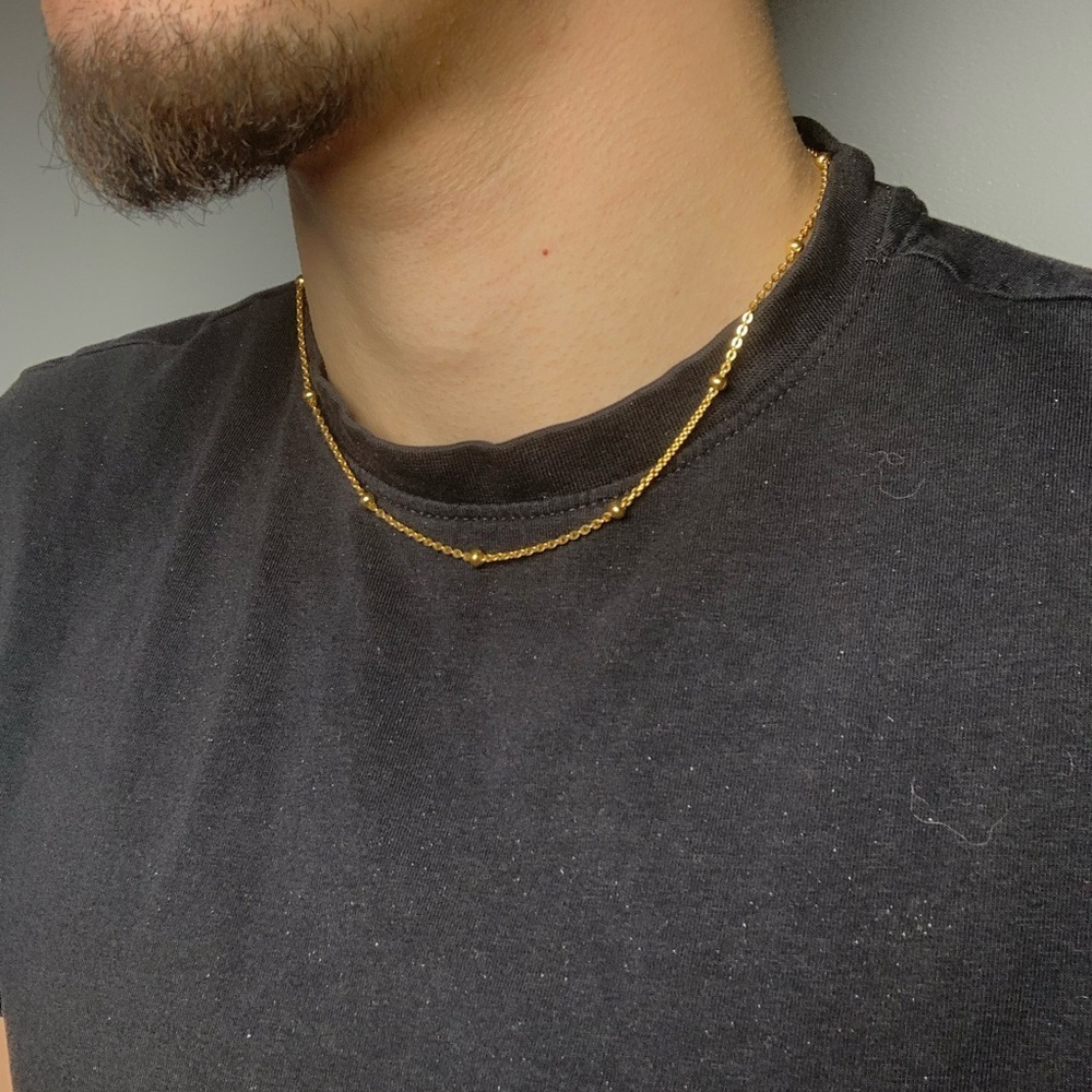 Cable Chain Necklace with Beads - Picture 3 of 3